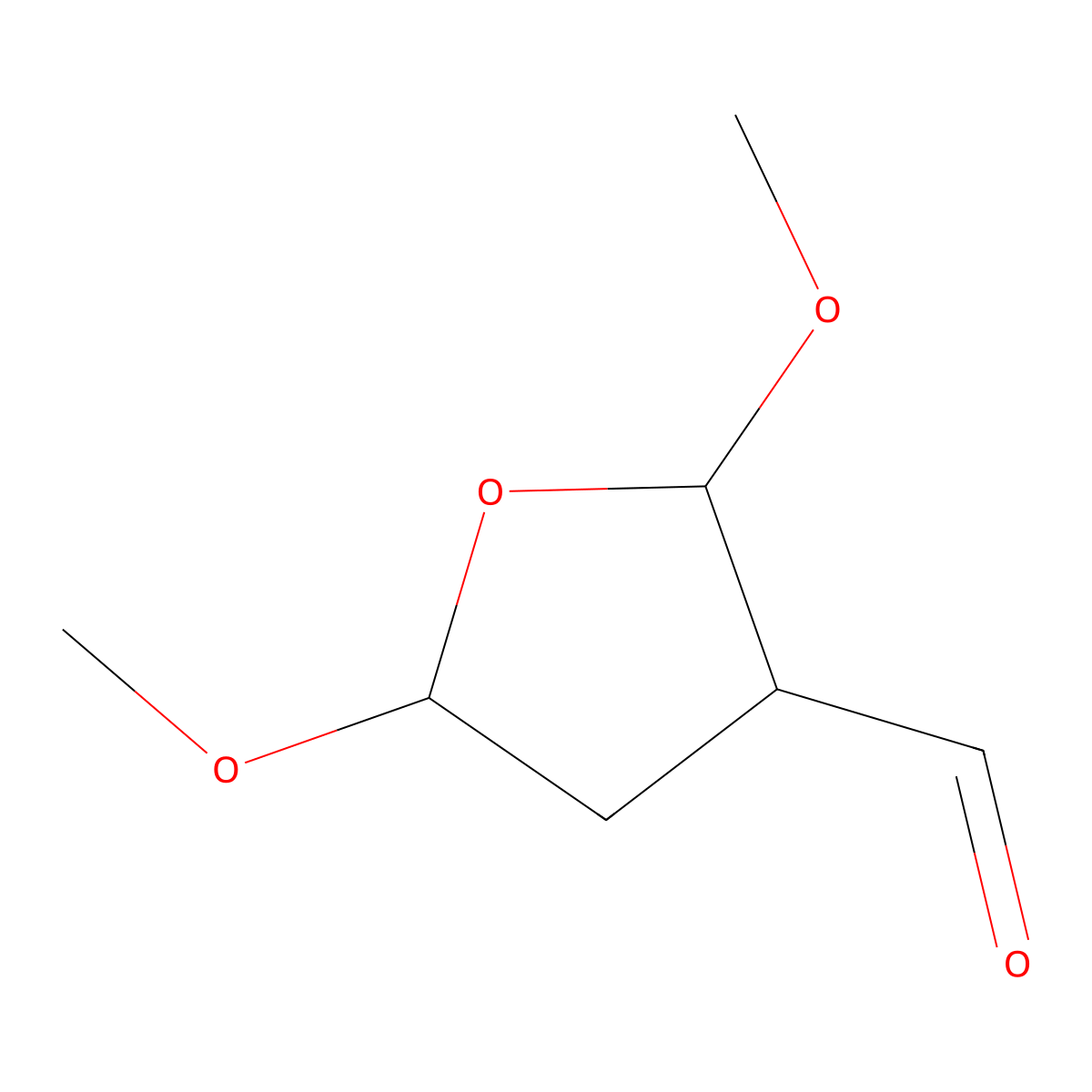 Tetrahydro-2,5-dimethoxyfuran-3-carbaldehyde molecular structure, CAS 50634-05-4