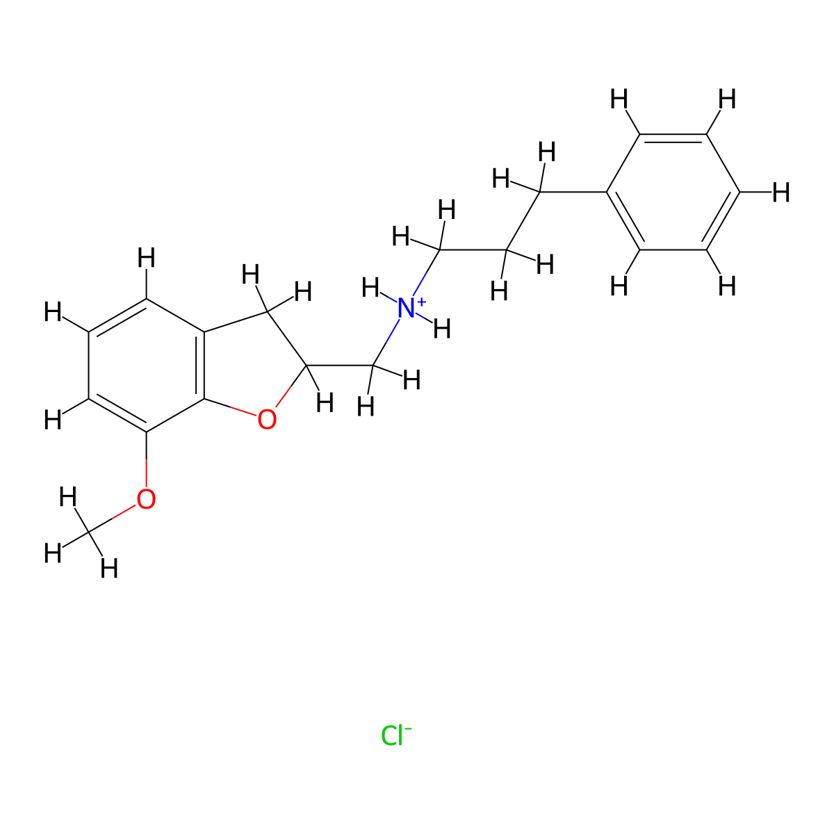 2-Benzofuranmethylamine, 2,3-dihydro-7-methoxy-N-(3-phenylpropyl)-, monohydrochloride molecular structure, CAS 50634-93-0