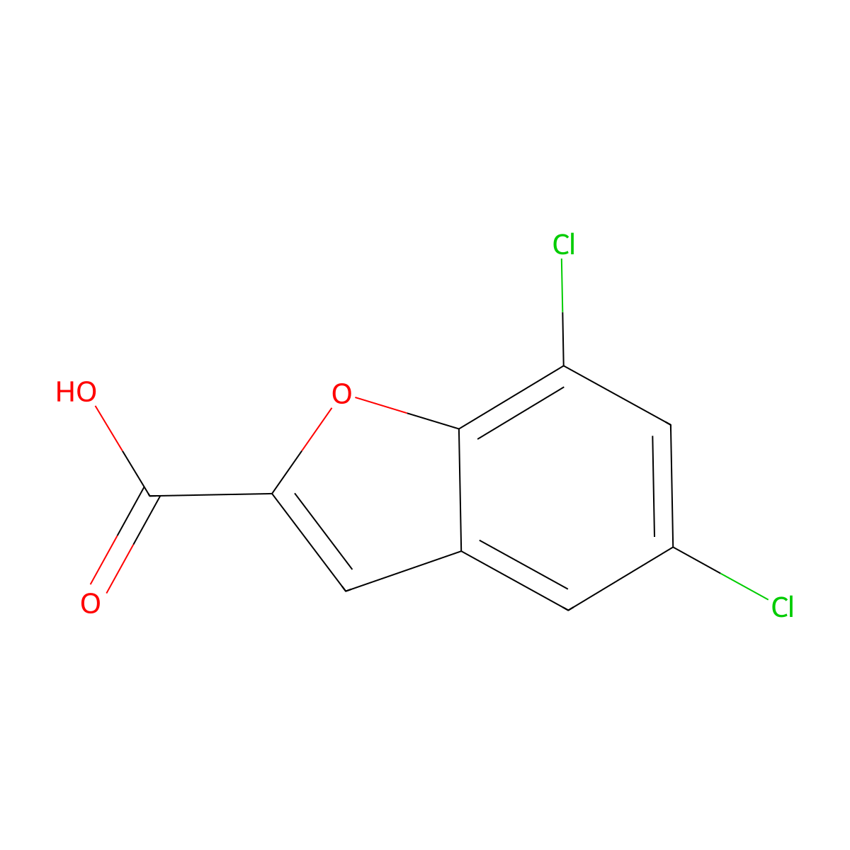 5,7-dichlorobenzofuran-2-carboxylic Acid molecular structure, CAS 50635-20-6