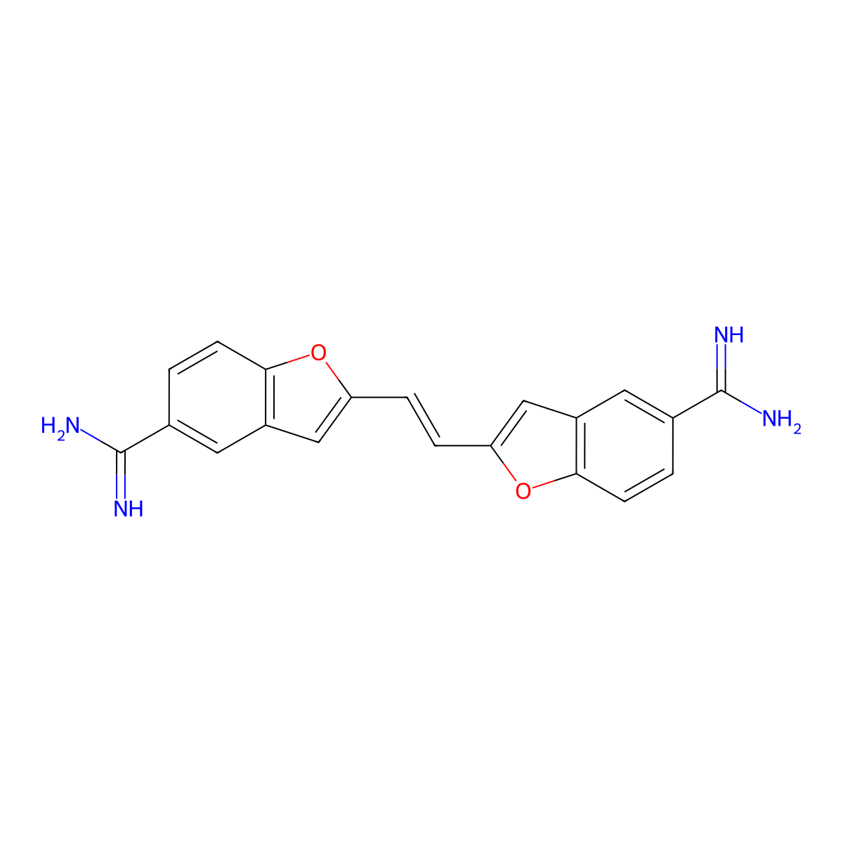 2,2'-Vinylenedi-1-benzo(b)furan-5-carboxamidine molecular structure, CAS 50638-24-9