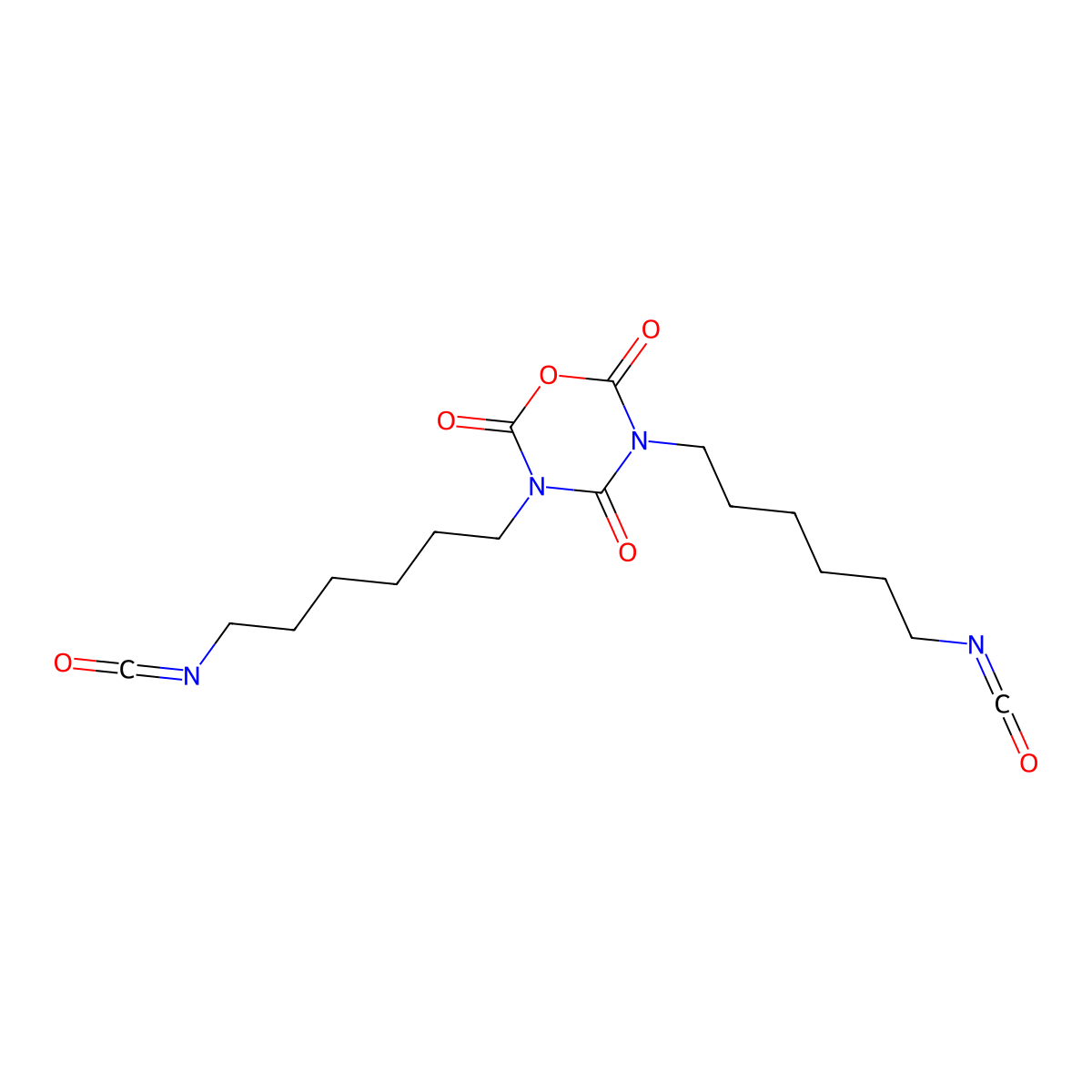 2H-1,3,5-Oxadiazine-2,4,6(3H,5H)-trione, 3,5-bis(6-isocyanatohexyl)- molecular structure, CAS 50639-37-7