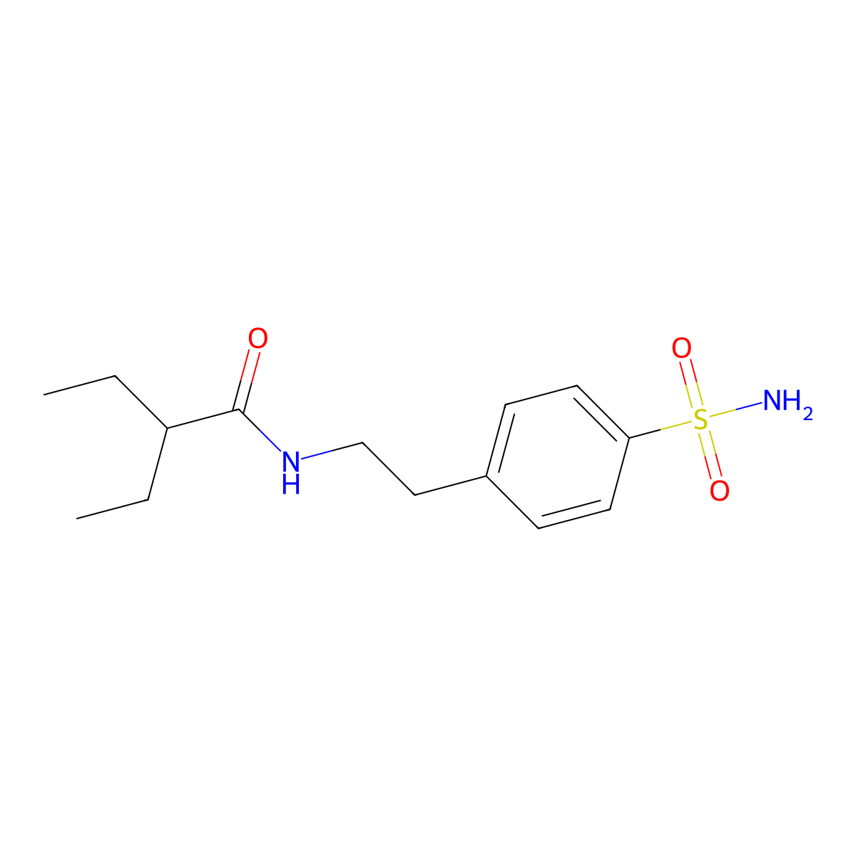 2-ethyl-N-[2-(4-sulfamoylphenyl)ethyl]butanamide molecular structure, CAS 5064-70-0