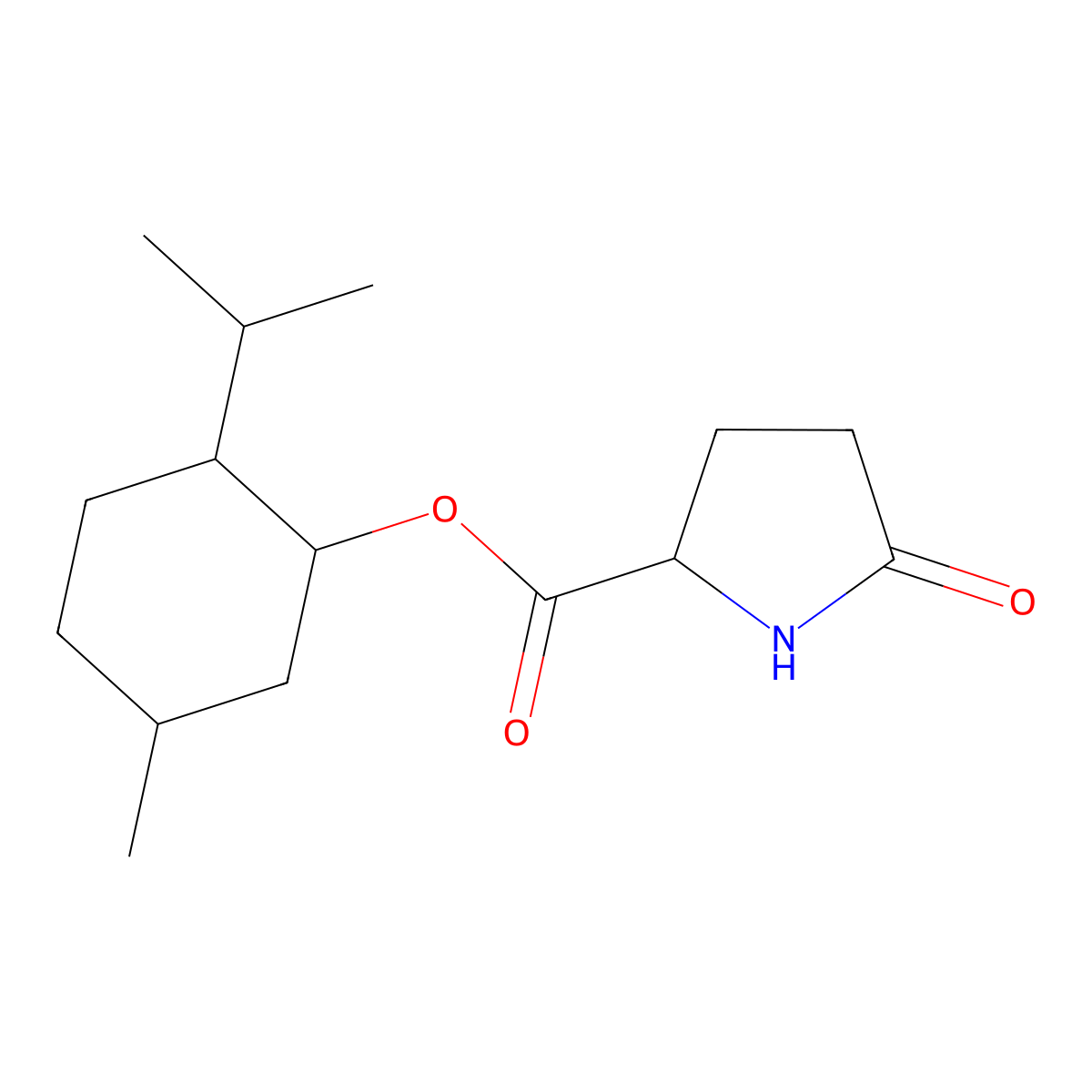 Menthyl pyrrolidone carboxylate molecular structure, CAS 506412-91-5