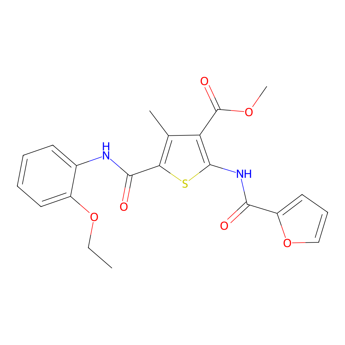 Methyl 5-((2-ethoxyphenyl)carbamoyl)-2-(furan-2-carboxamido)-4-methylthiophene-3-carboxylate molecular structure, CAS 506416-41-7