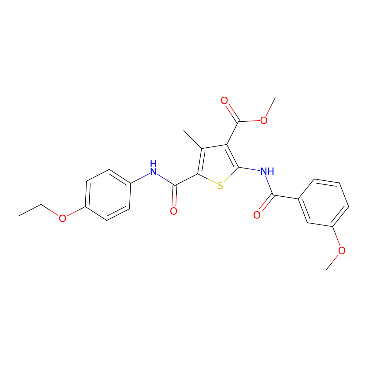 Methyl 5-((4-ethoxyphenyl)carbamoyl)-2-(3-methoxybenzamido)-4-methylthiophene-3-carboxylate molecular structure, CAS 506416-55-3