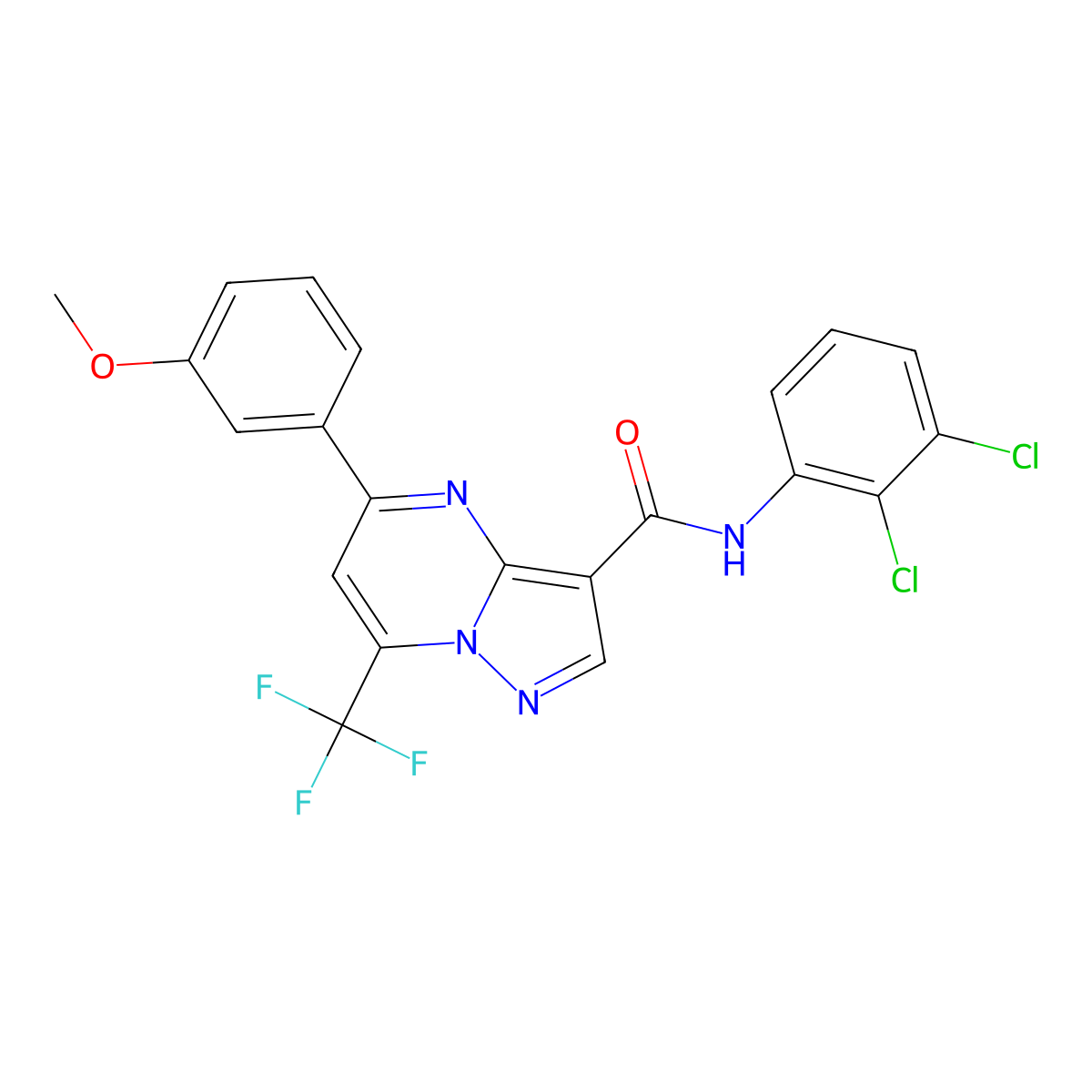 N-(2,3-dichlorophenyl)-5-(3-methoxyphenyl)-7-(trifluoromethyl)pyrazolo[1,5-a]pyrimidine-3-carboxamide molecular structure, CAS 506418-81-1