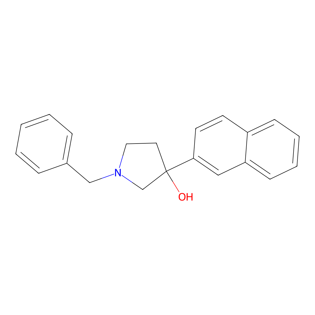 1-Benzyl-3-(naphthalen-2-yl)pyrrolidin-3-ol molecular structure, CAS 506425-38-3