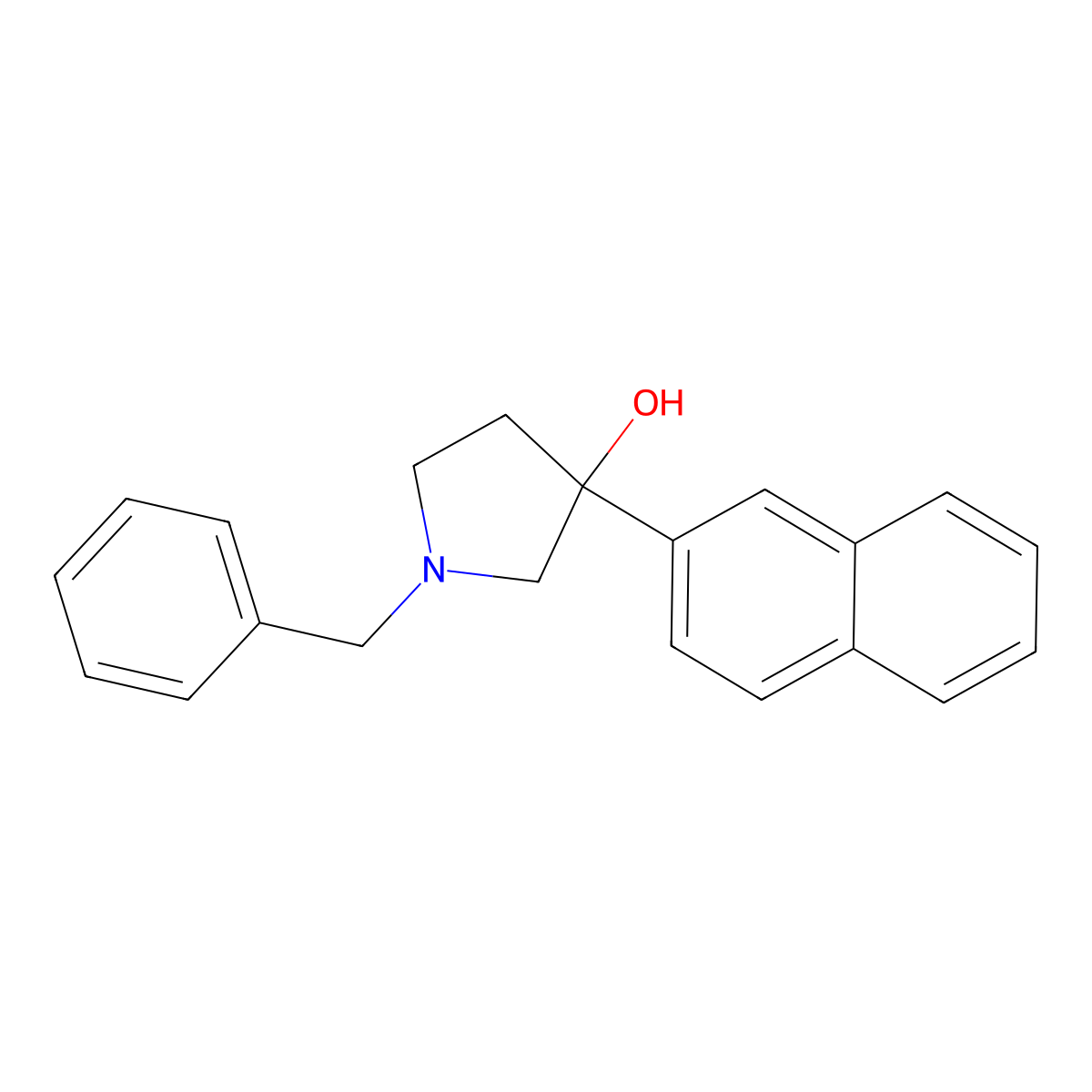 1-Benzyl-3-(naphthalen-2-yl)pyrrolidin-3-ol molecular structure, CAS 506425-38-3