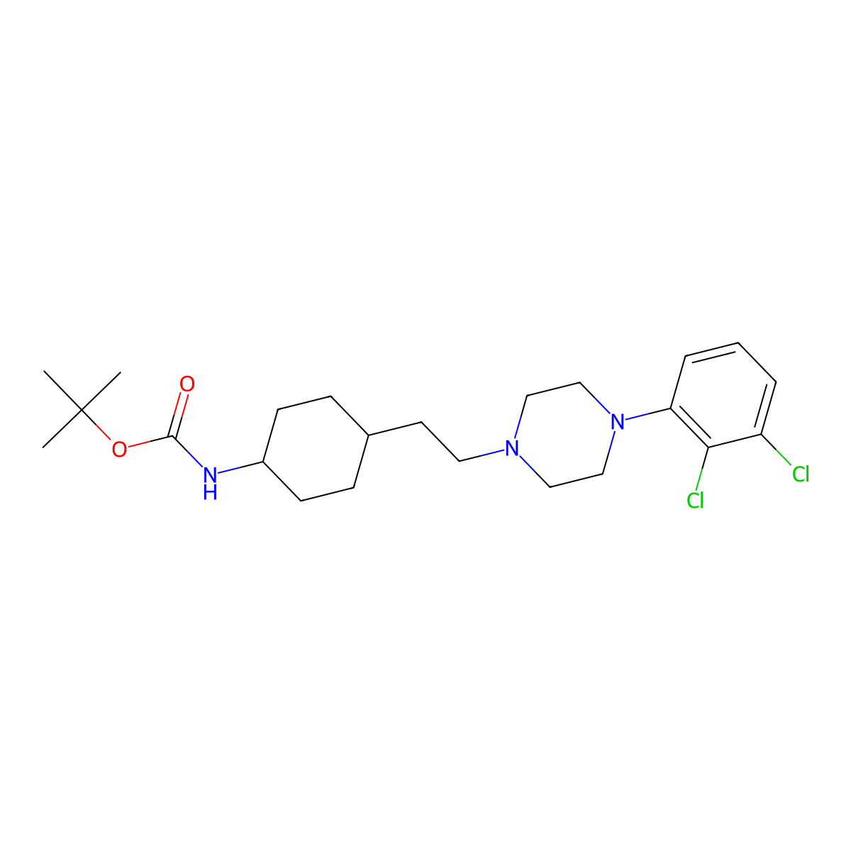 trans-N-tert-Butoxycarbonyl-4-[2-[4-(2,3-dichlorophenyl)piperazin-1-yl]ethyl]cyclohexanamine molecular structure, CAS 506427-91-4