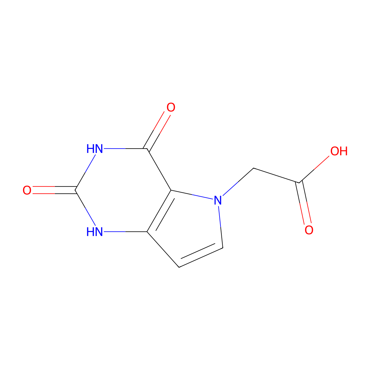 2-{2,4-dihydroxy-5H-pyrrolo[3,2-d]pyrimidin-5-yl}aceticacid molecular structure, CAS 506429-35-2