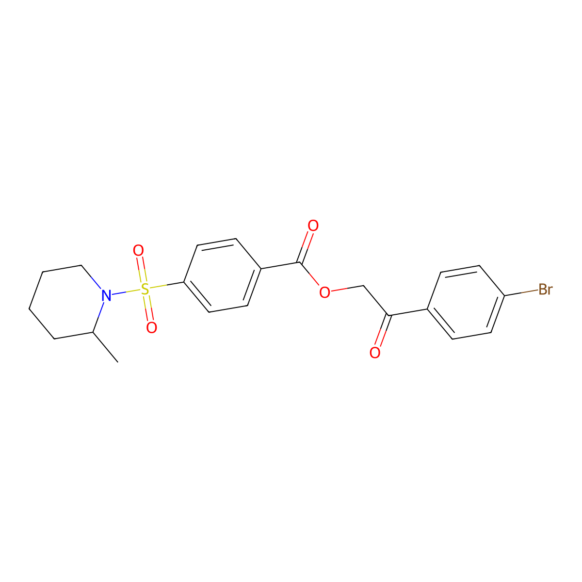2-(4-Bromophenyl)-2-oxoethyl 4-[(2-methyl-1-piperidinyl)sulfonyl]benzoate molecular structure, CAS 506429-72-7