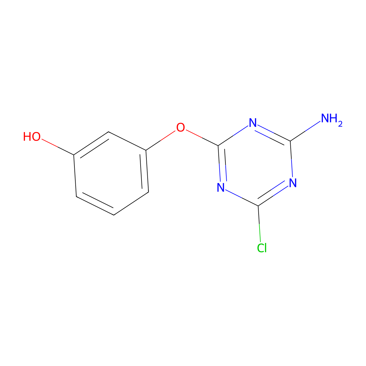 3-[(4-Amino-6-chloro-1,3,5-triazin-2-yl)oxy]phenol molecular structure, CAS 50643-39-5