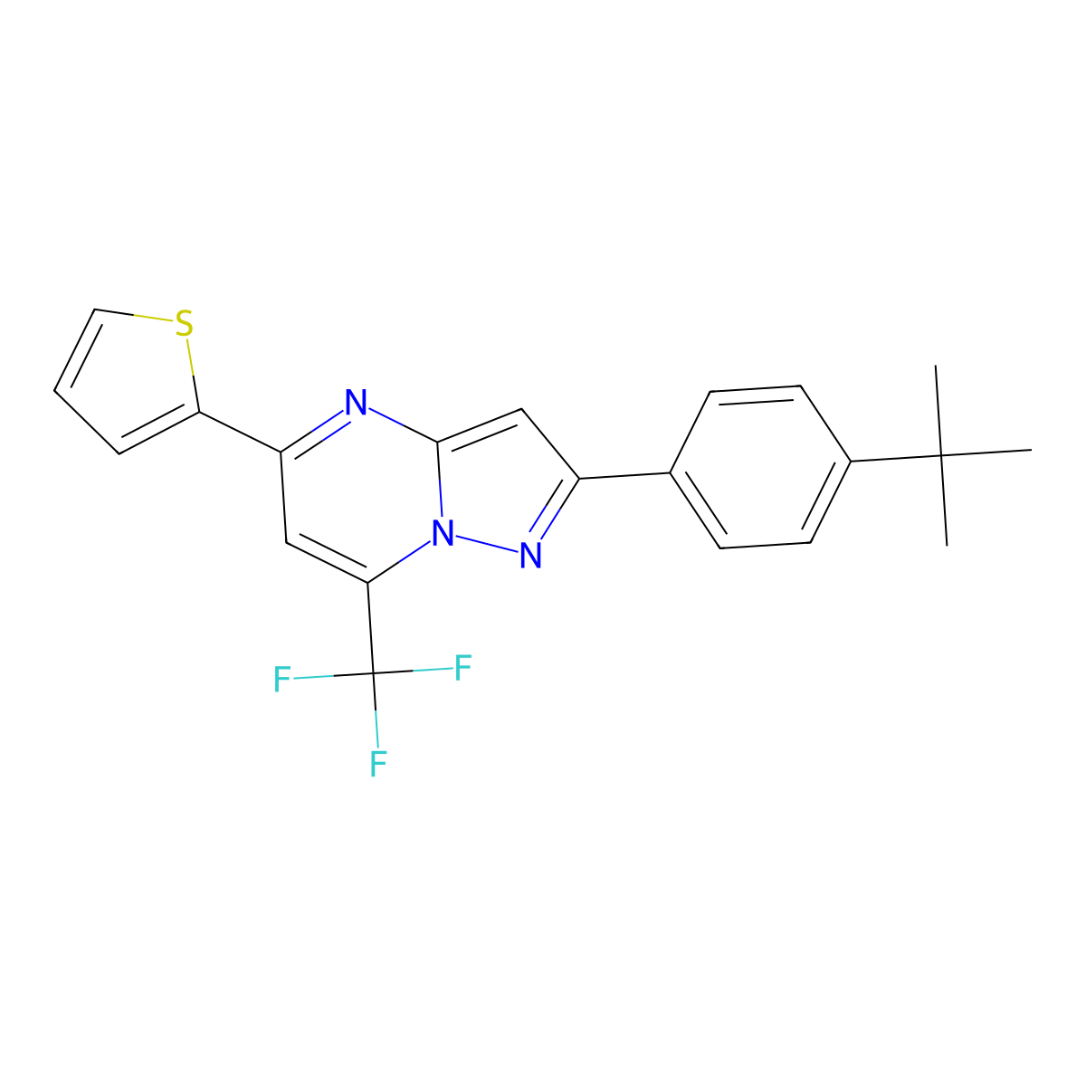 2-(4-Tert-butylphenyl)-5-(2-thienyl)-7-(trifluoromethyl)pyrazolo[1,5-a]pyrimidine molecular structure, CAS 506436-89-1