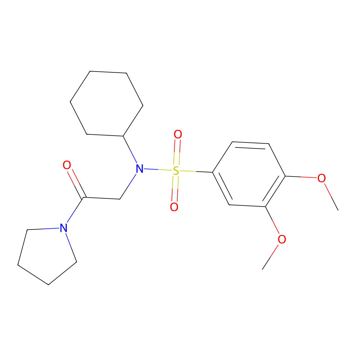 N-cyclohexyl-3,4-dimethoxy-N-(2-oxo-2-pyrrolidin-1-ylethyl)benzenesulfonamide molecular structure, CAS 506436-99-3