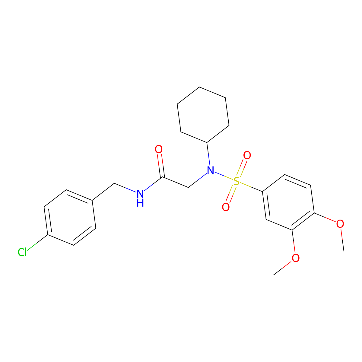 N-[(4-chlorophenyl)methyl]-2-[cyclohexyl-(3,4-dimethoxyphenyl)sulfonylamino]acetamide molecular structure, CAS 506437-02-1
