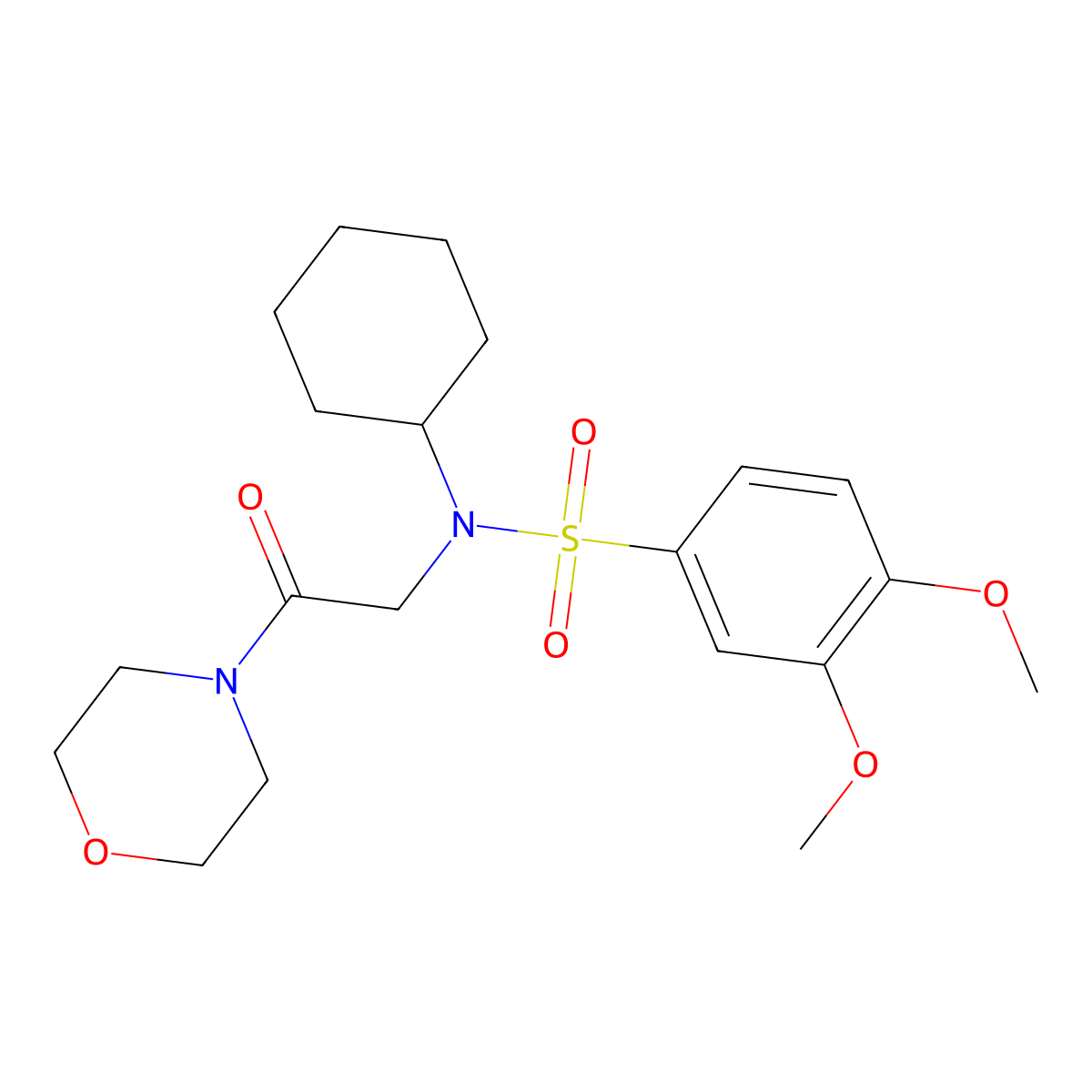 N-cyclohexyl-3,4-dimethoxy-N-(2-morpholin-4-yl-2-oxoethyl)benzenesulfonamide molecular structure, CAS 506437-03-2