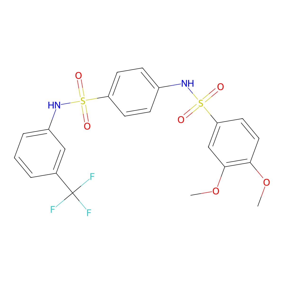 3,4-dimethoxy-N-[4-[[3-(trifluoromethyl)phenyl]sulfamoyl]phenyl]benzenesulfonamide molecular structure, CAS 506446-45-3