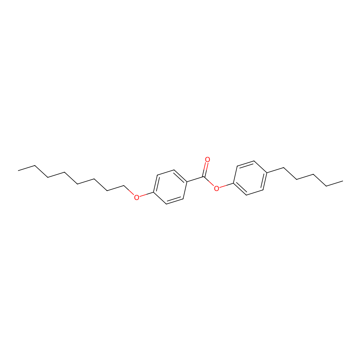 Pentylphenyl octyloxybenzoate molecular structure, CAS 50649-56-4