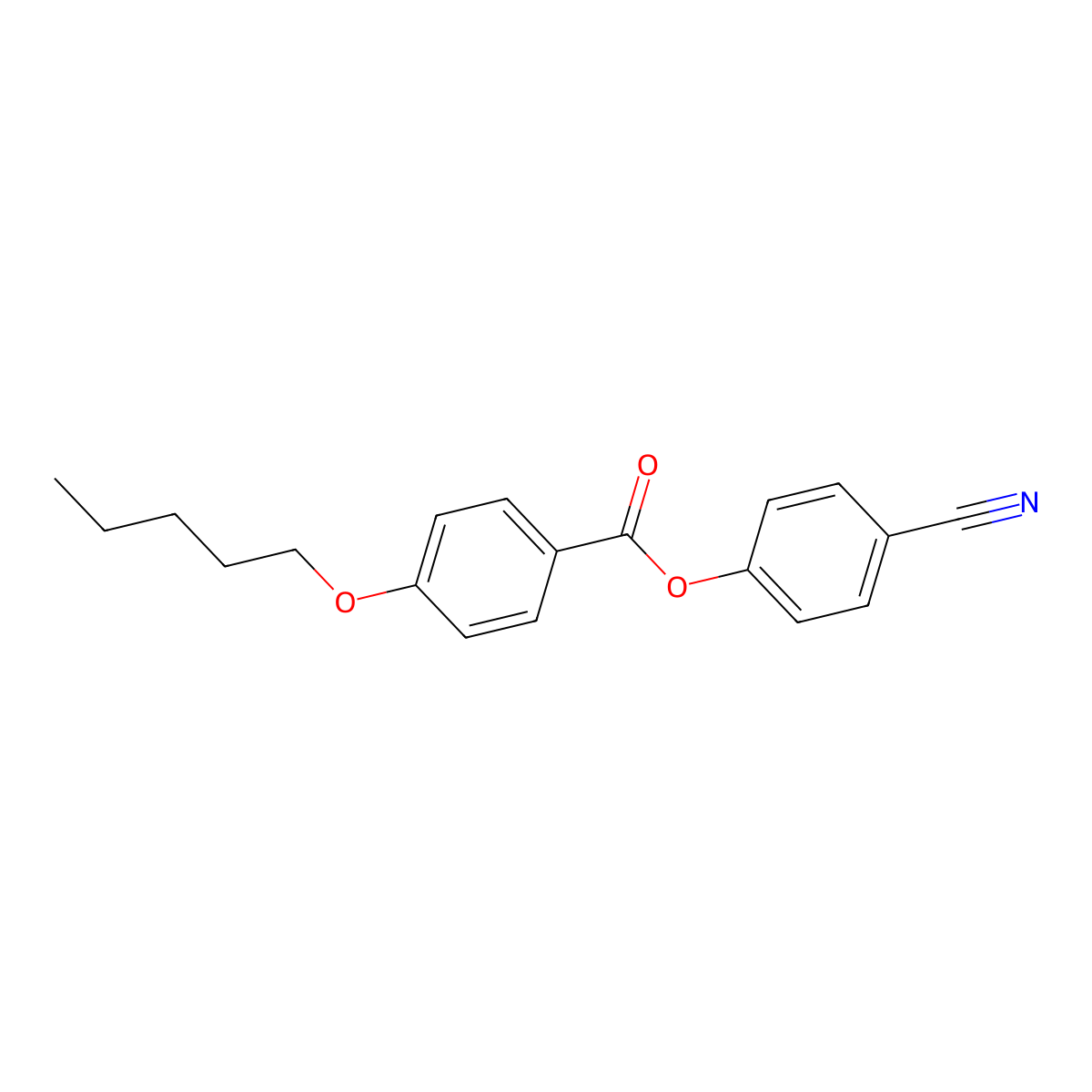 Benzoic acid, 4-(pentyloxy)-, 4-cyanophenyl ester molecular structure, CAS 50649-73-5