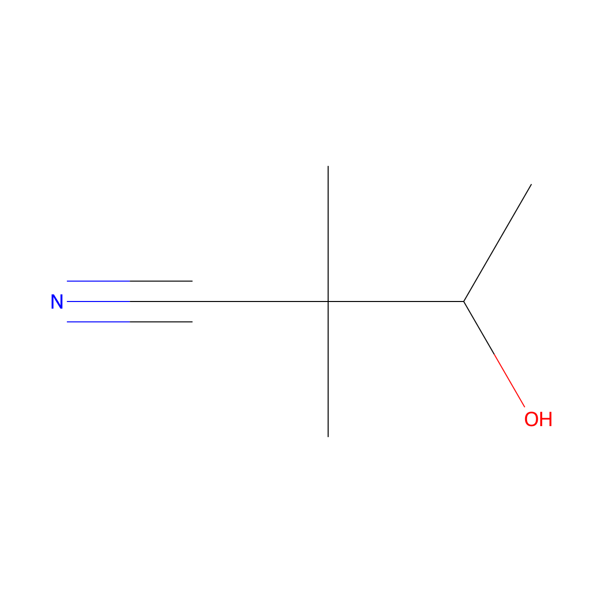 3-Hydroxy-2,2-dimethylbutanenitrile molecular structure, CAS 50654-41-6