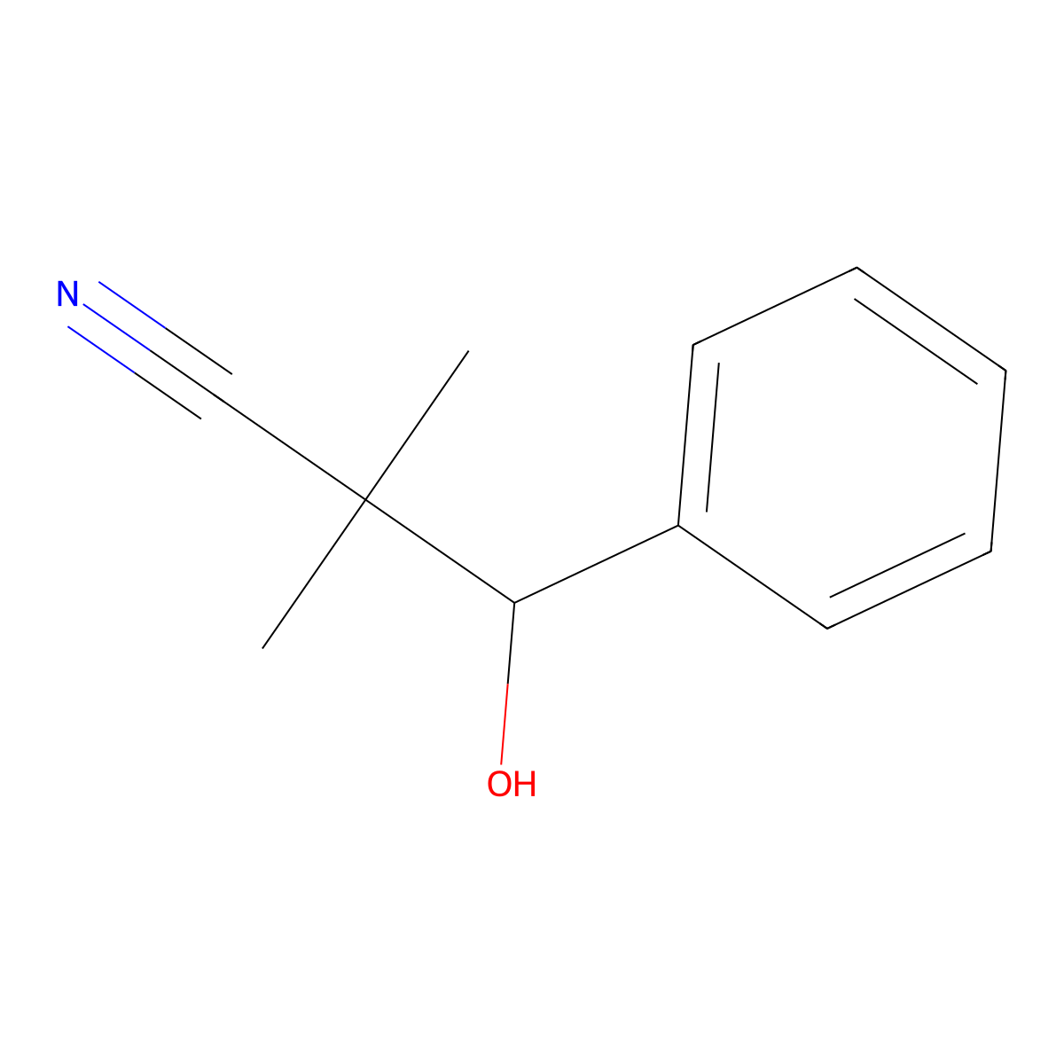 beta-Hydroxy-alpha,alpha-dimethylbenzenepropanenitrile molecular structure, CAS 50654-42-7