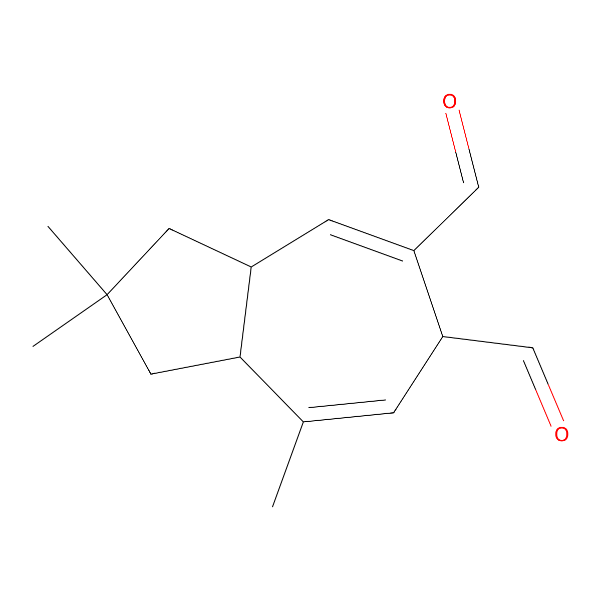 (3As,8as)-2,2,8-trimethyl-1,2,3,3a,6,8a-hexahydroazulene-5,6-dicarbaldehyde molecular structure, CAS 50656-61-6