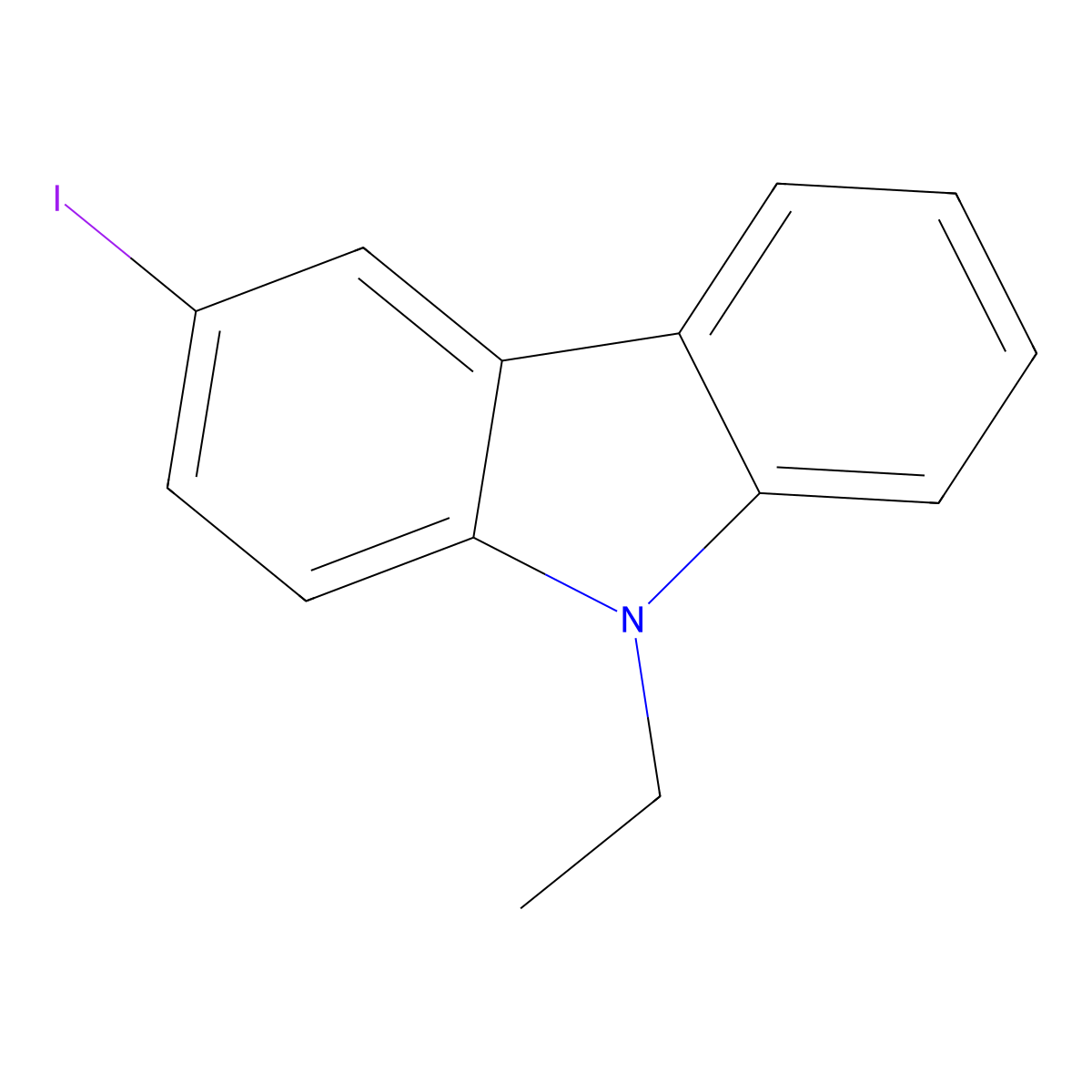 9-Ethyl-3-iodocarbazole molecular structure, CAS 50668-21-8