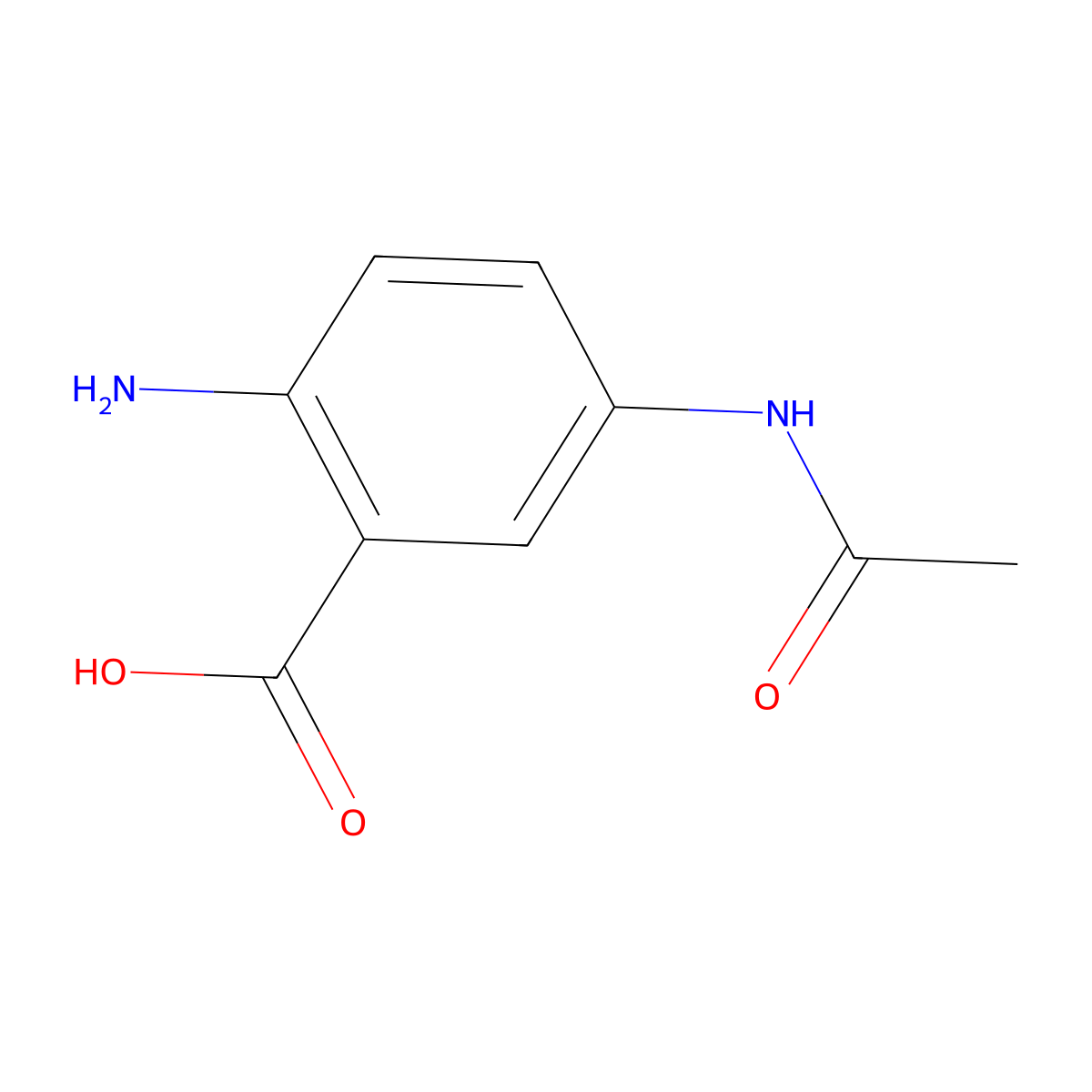 Benzoic acid, 5-(acetylamino)-2-amino- molecular structure, CAS 50670-83-2