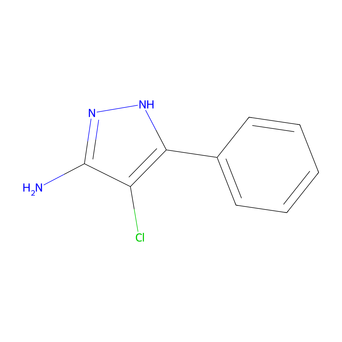 4-Chloro-5-phenyl-2H-pyrazol-3-ylamine molecular structure, CAS 50671-38-0
