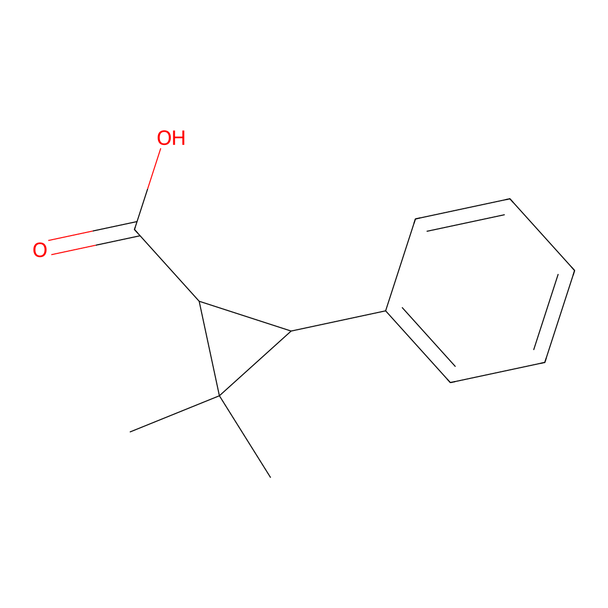 2,2-Dimethyl-3-phenylcyclopropane-1-carboxylic acid molecular structure, CAS 50672-13-4