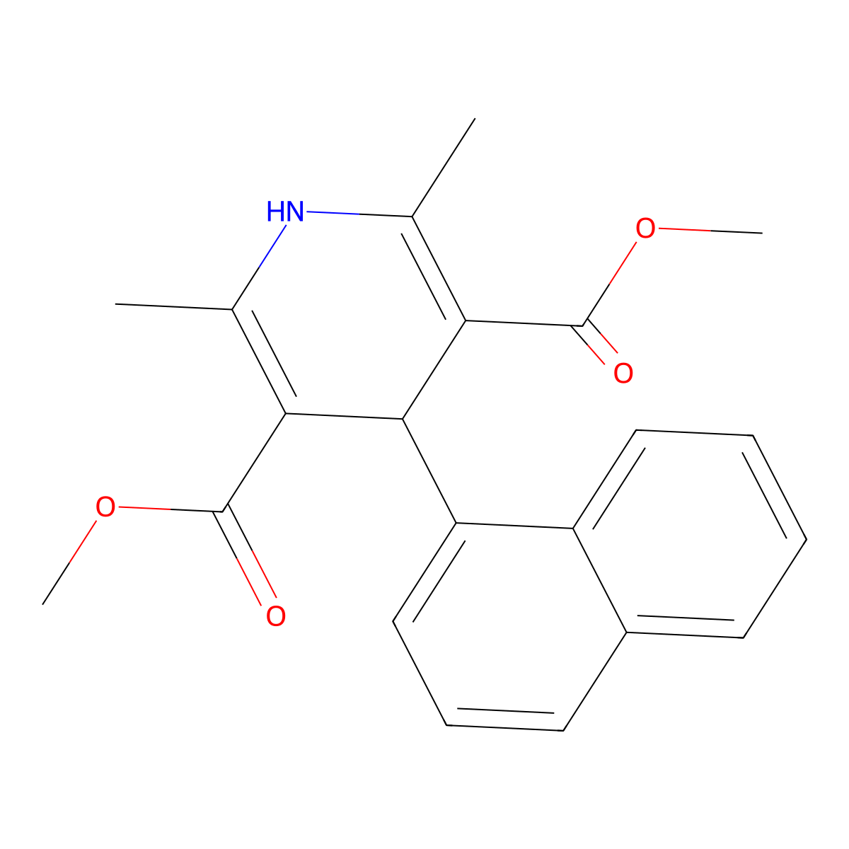 Dimethyl 2,6-dimethyl-4-(1-naphthyl)-1,4-dihydro-3,5-pyridinedicarboxylate molecular structure, CAS 50672-60-1