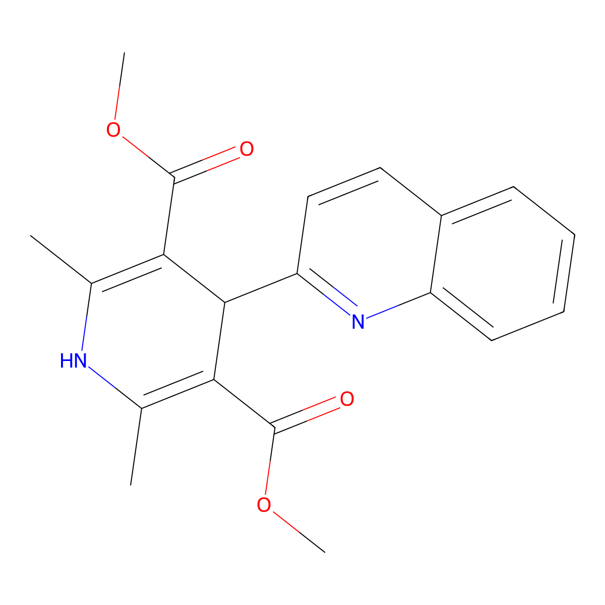 Dimethyl 2,6-dimethyl-4-(2-quinolinyl)-1,4-dihydro-3,5-pyridinedicarboxylate molecular structure, CAS 50672-80-5