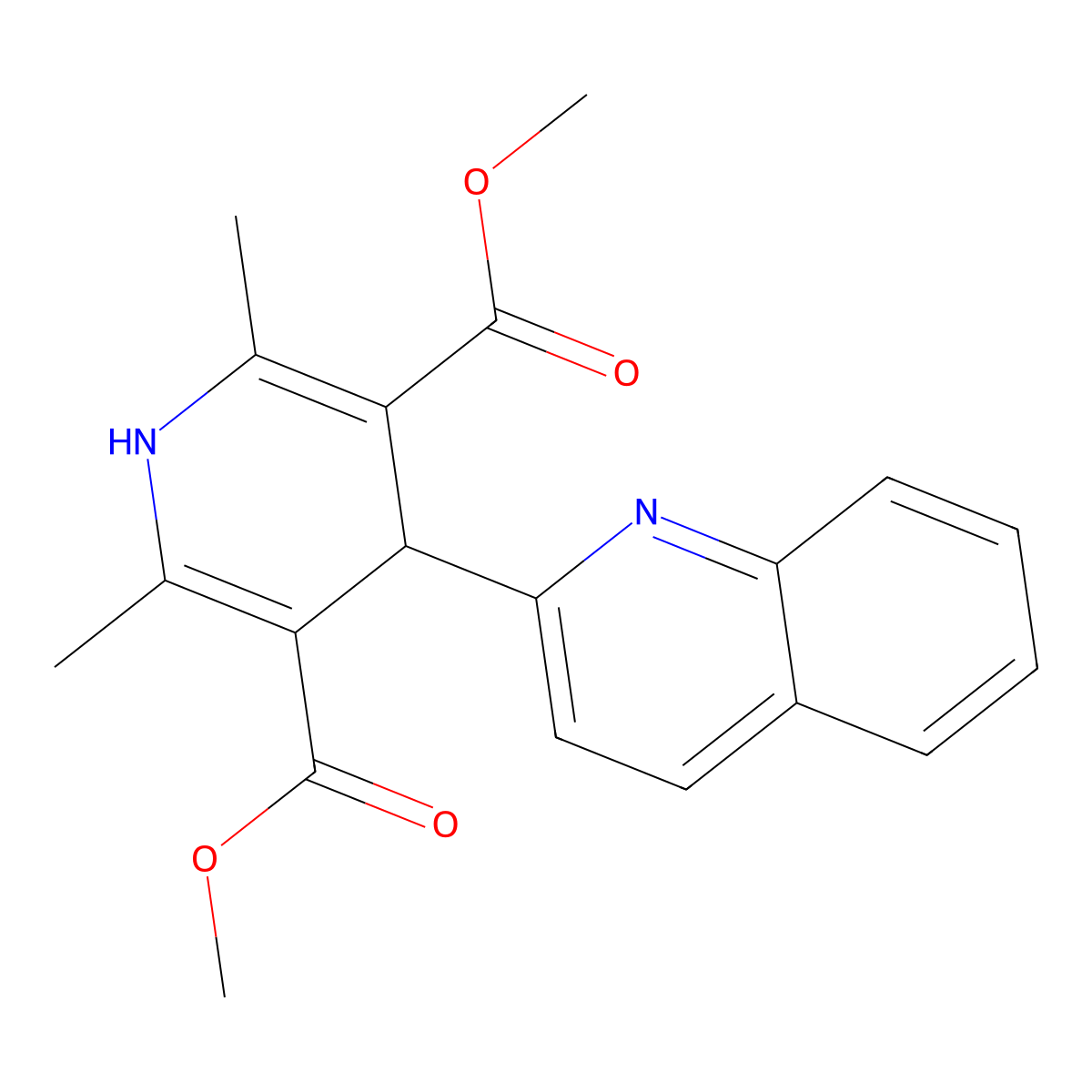 Dimethyl 2,6-dimethyl-4-(2-quinolinyl)-1,4-dihydro-3,5-pyridinedicarboxylate molecular structure, CAS 50672-80-5