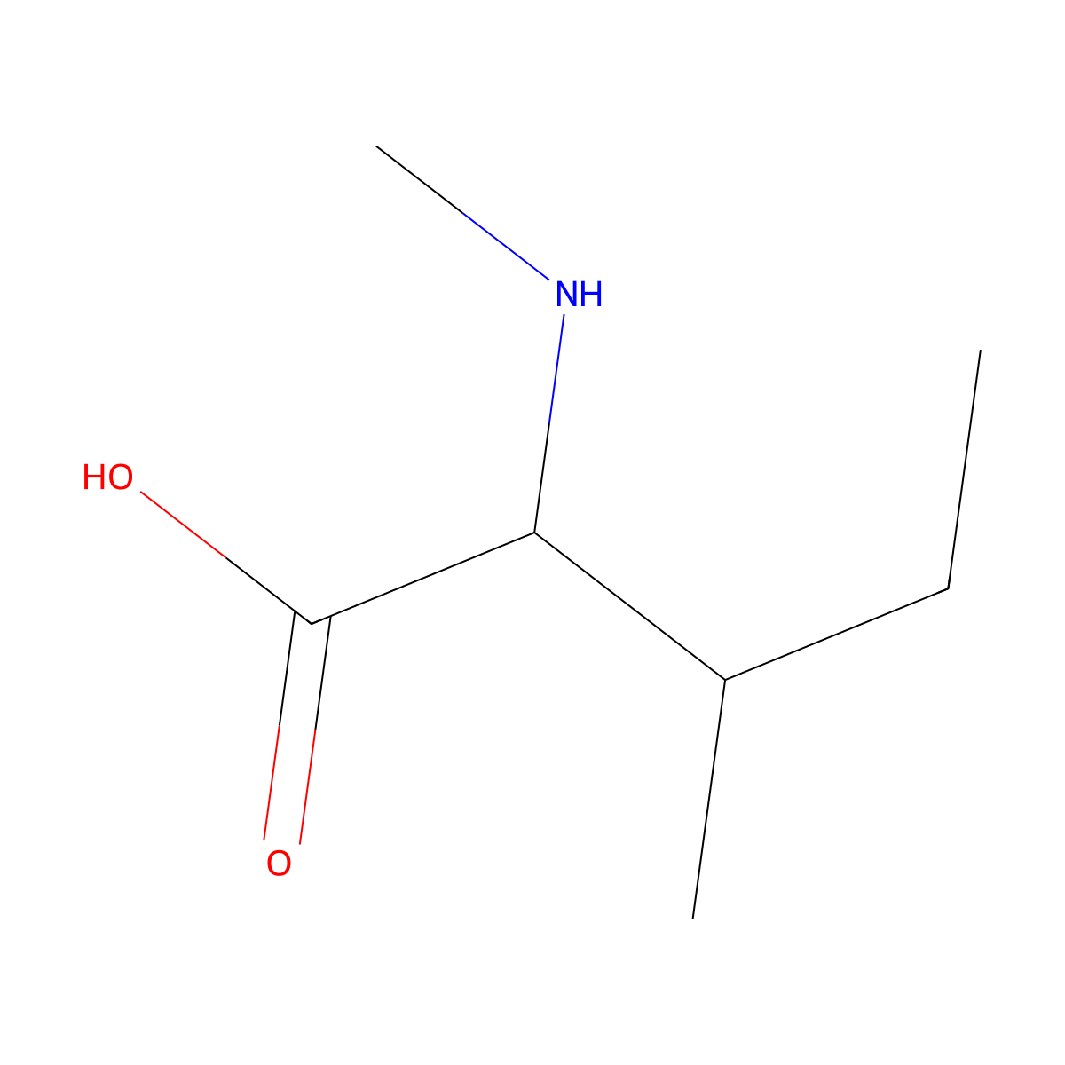 (2R,3S)-3-methyl-2-(methylamino)pentanoic acid molecular structure, CAS 50673-48-8