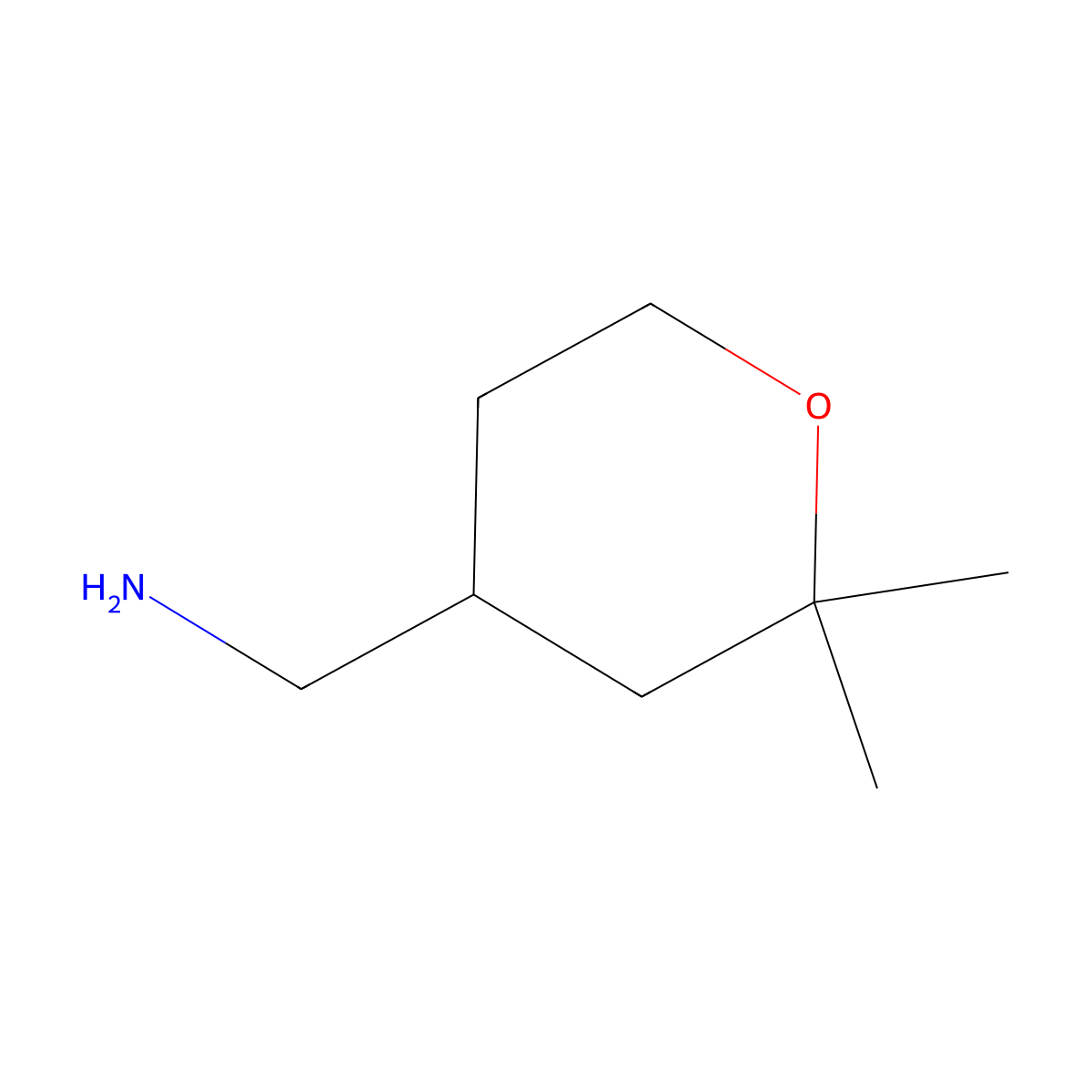 C-(2,2-Dimethyl-tetrahydro-pyran-4-yl)-methylamine molecular structure, CAS 50675-25-7