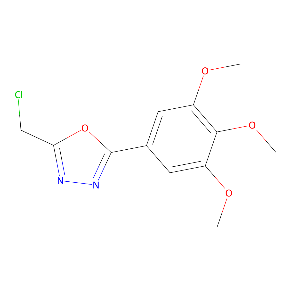 2-(Chloromethyl)-5-(3,4,5-trimethoxyphenyl)-1,3,4-oxadiazole molecular structure, CAS 50677-29-7