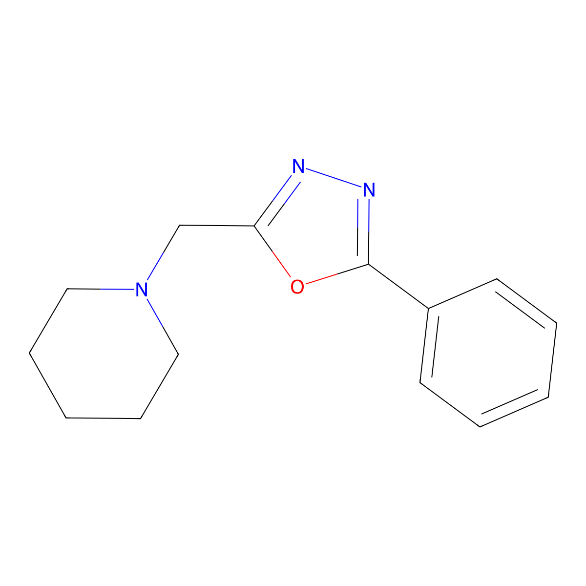 1-[(5-Phenyl-1,3,4-oxadiazol-2-yl)methyl]piperidine molecular structure, CAS 50677-32-2