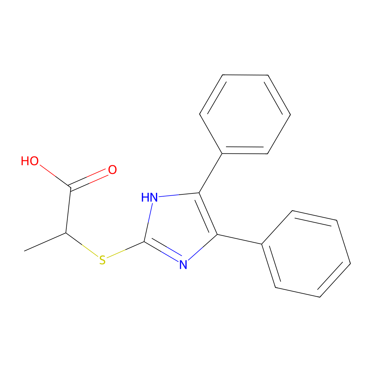 2-[(4,5-Diphenyl-1H-imidazol-2-yl)thio]-propanoic acid molecular structure, CAS 50677-46-8
