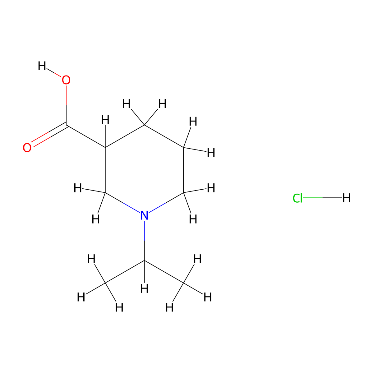 1-Isopropylpiperidine-3-carboxylic acid hydrochloride molecular structure, CAS 50678-87-0