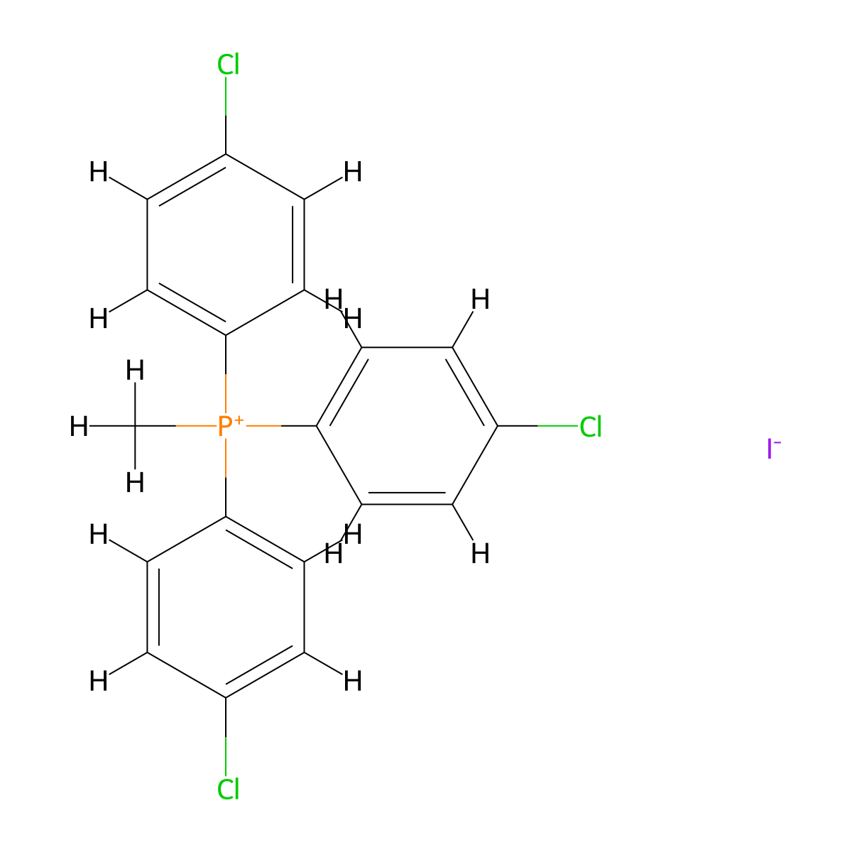 Methyltris(4-chlorophenyl)phosphonium iodide molecular structure, CAS 5068-14-4