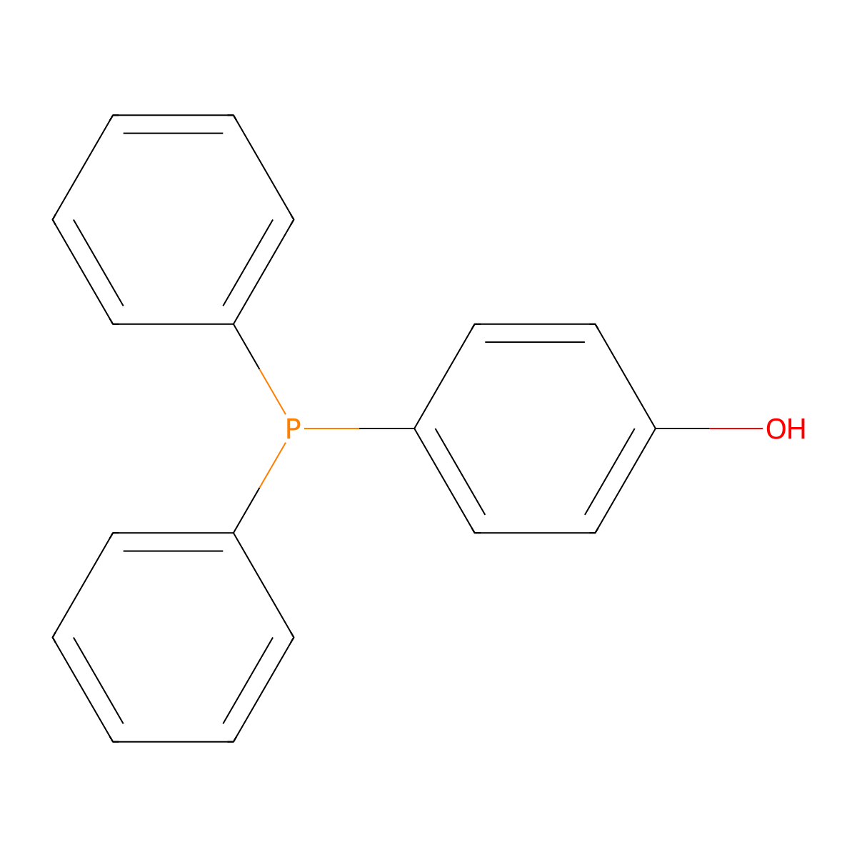 (4-Hydroxyphenyl)diphenylphosphine molecular structure, CAS 5068-21-3