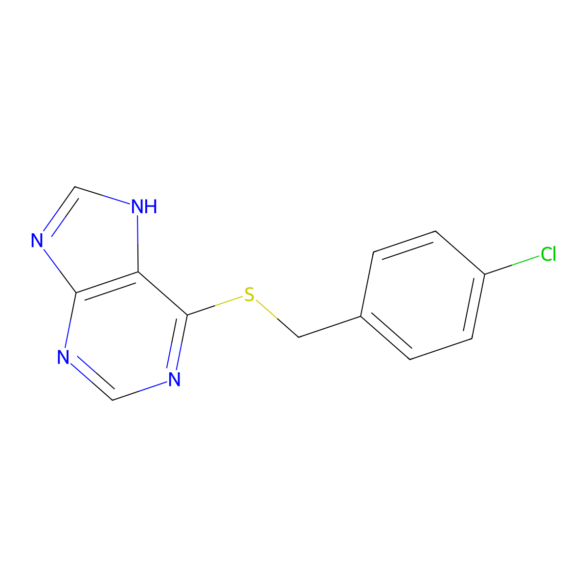 4-chlorobenzyl 7H-purin-6-yl sulfide molecular structure, CAS 5069-67-0