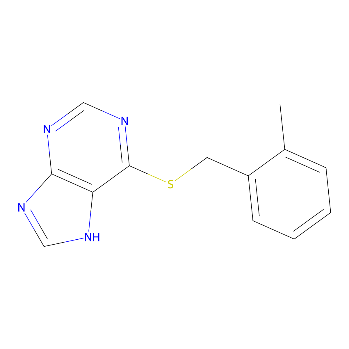 6-[(2-methylphenyl)methylsulfanyl]-7H-purine molecular structure, CAS 5069-73-8