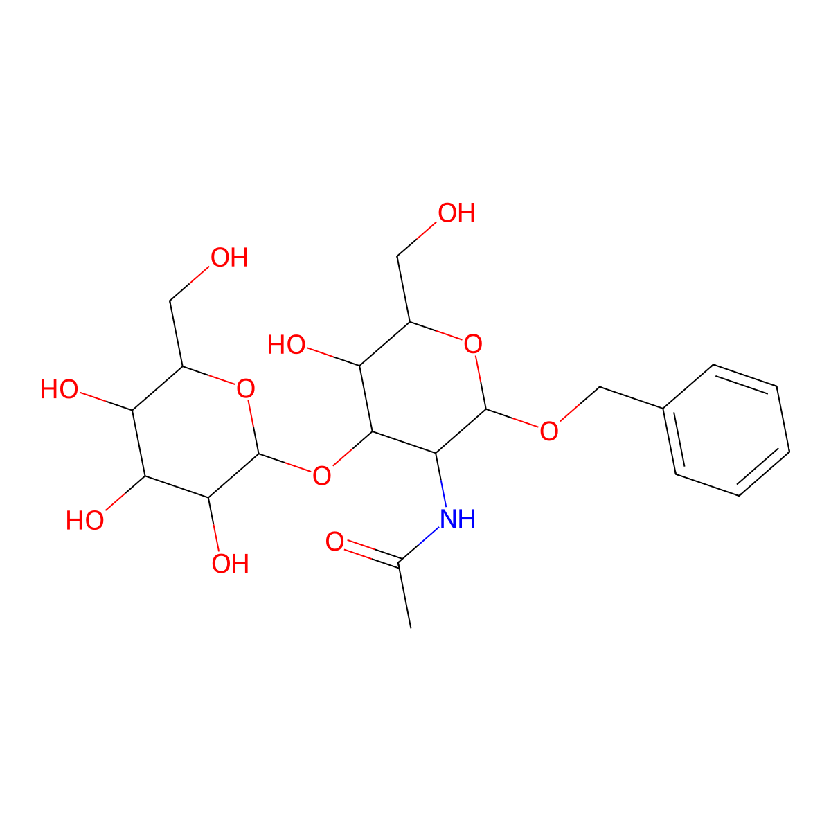 Benzyl 2-acetamido-2-deoxy-3-O-(b-D-galactopyranosyl)-a-D-glucopyranoside molecular structure, CAS 50692-66-5