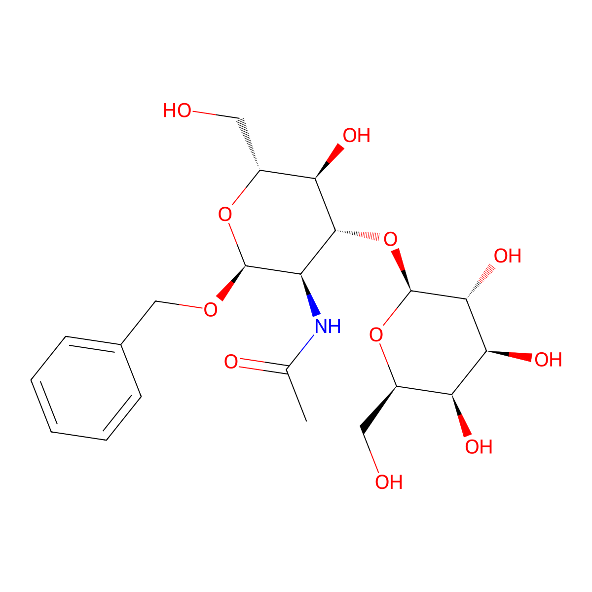 Benzyl 2-acetamido-2-deoxy-3-O-(b-D-galactopyranosyl)-a-D-glucopyranoside molecular structure, CAS 50692-66-5