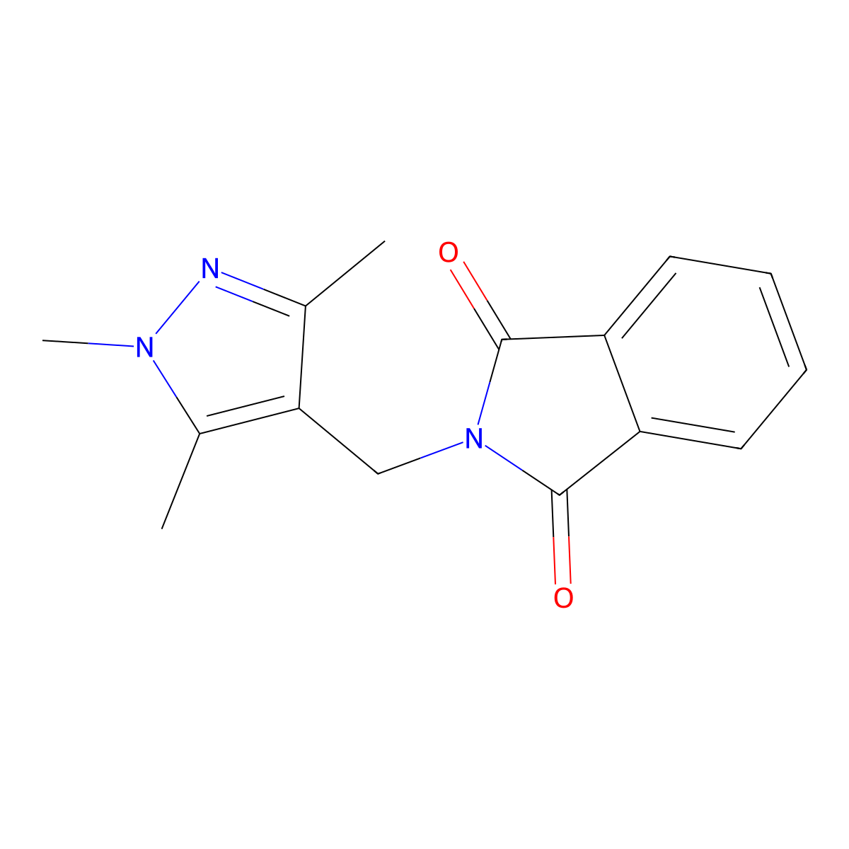2-((1,3,5-Trimethyl-1H-pyrazol-4-yl)methyl)isoindoline-1,3-dione molecular structure, CAS 50699-17-7