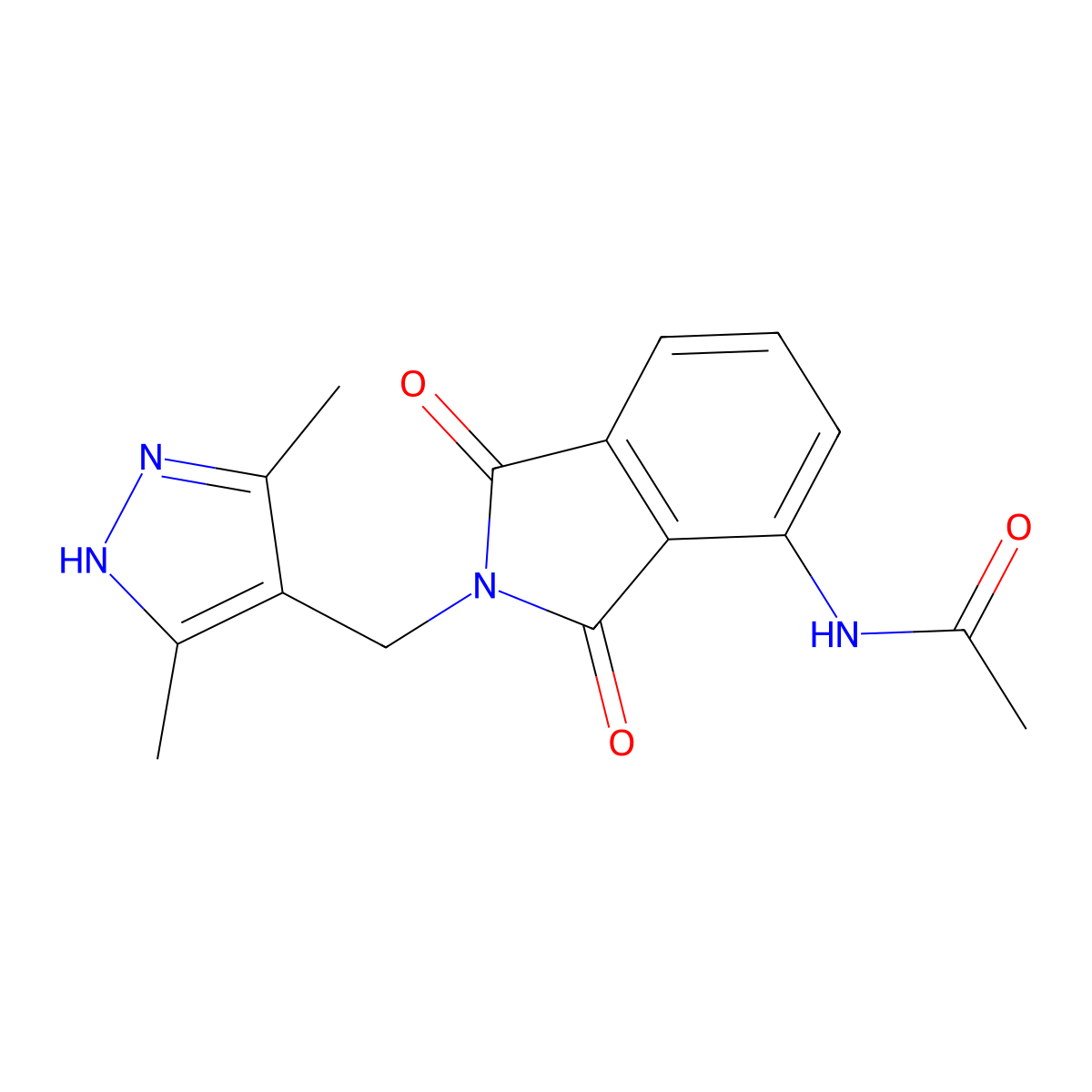 N-(2-((3,5-Dimethyl-1H-pyrazol-4-yl)methyl)-1,3-dioxoisoindolin-4-yl)acetamide molecular structure, CAS 50699-20-2