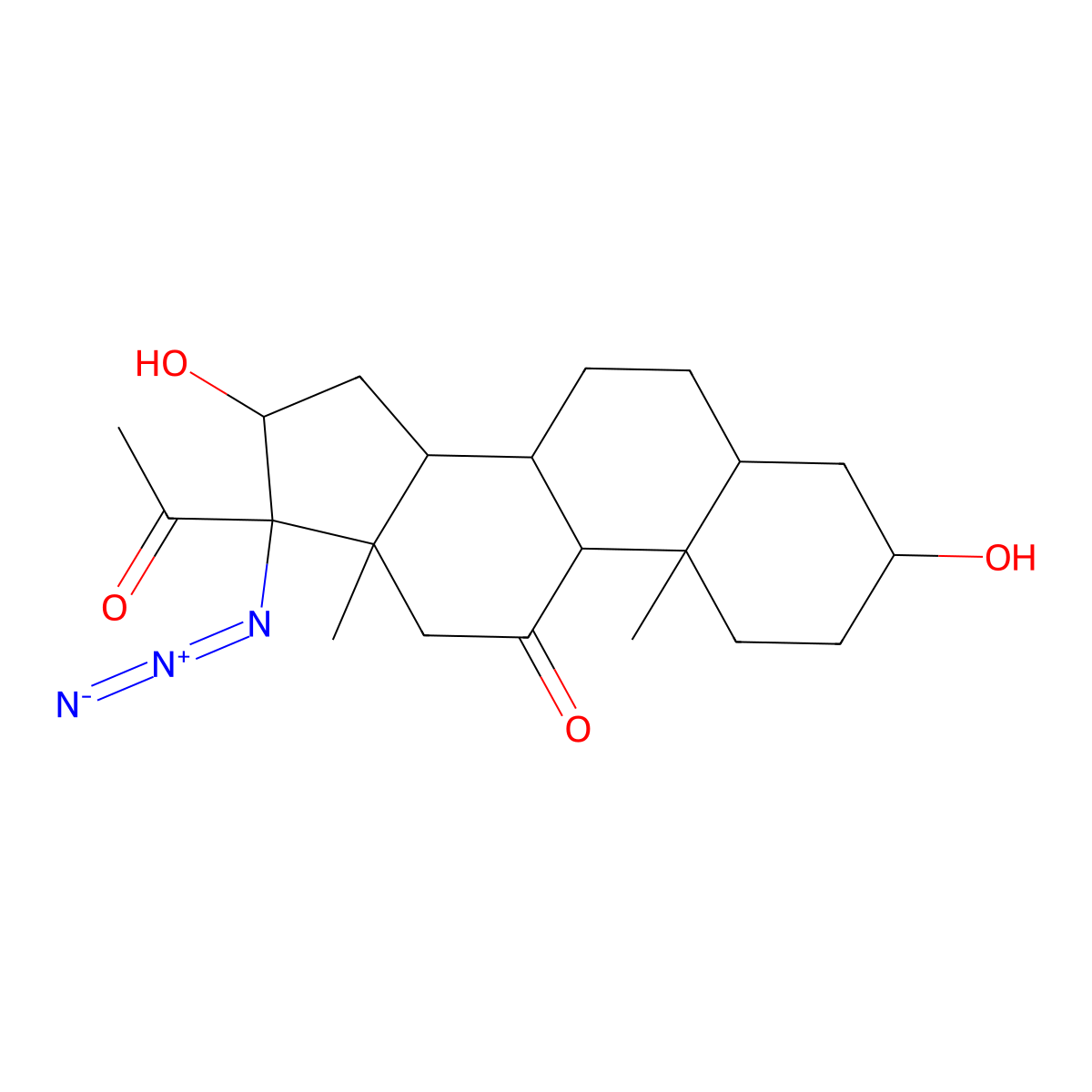 17-Azido-3beta,16alpha-dihydroxy-5alpha-pregnane-11,20-dione molecular structure, CAS 5070-88-2