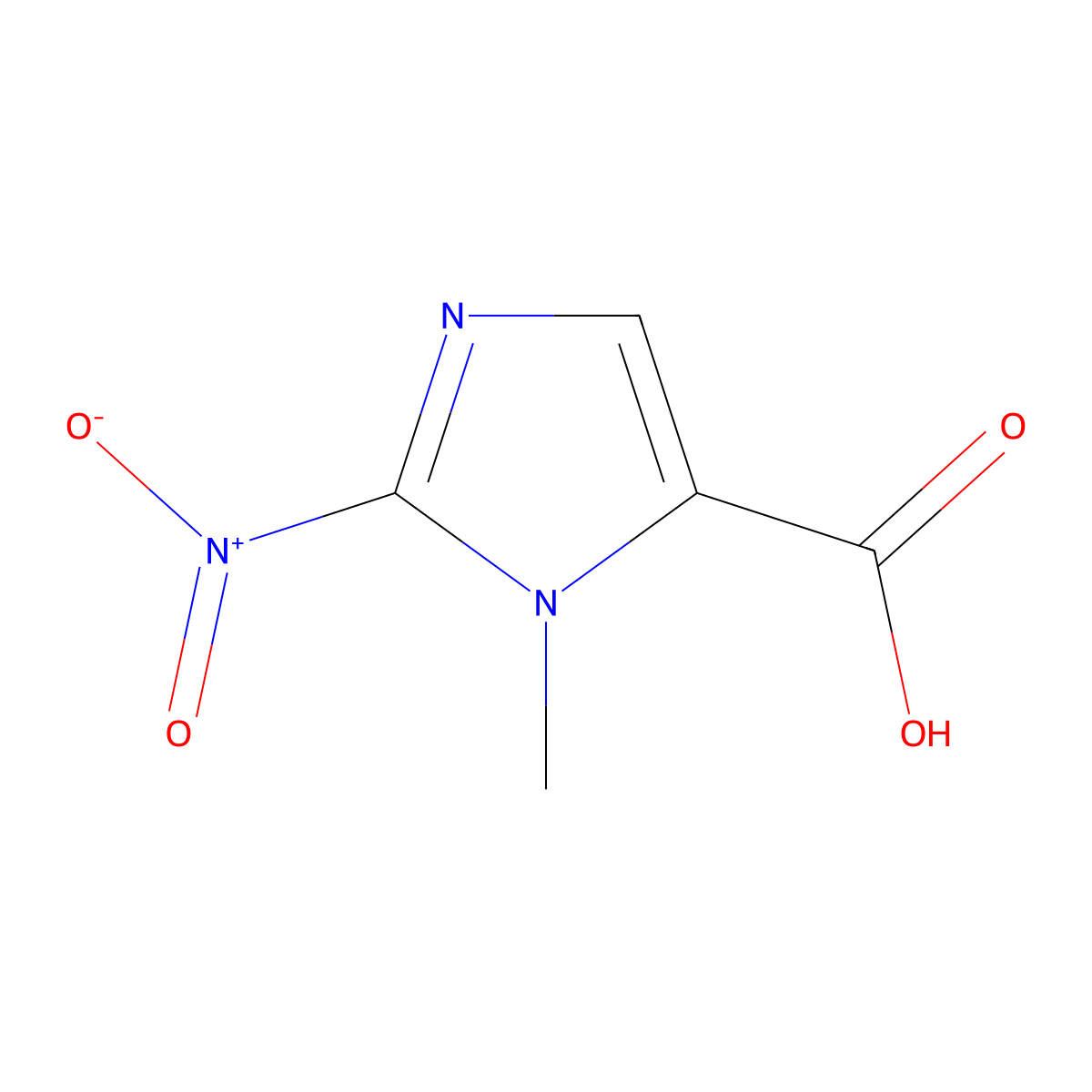 1-Methyl-2-nitro-1H-imidazole-5-carboxylic acid molecular structure, CAS 50700-55-5