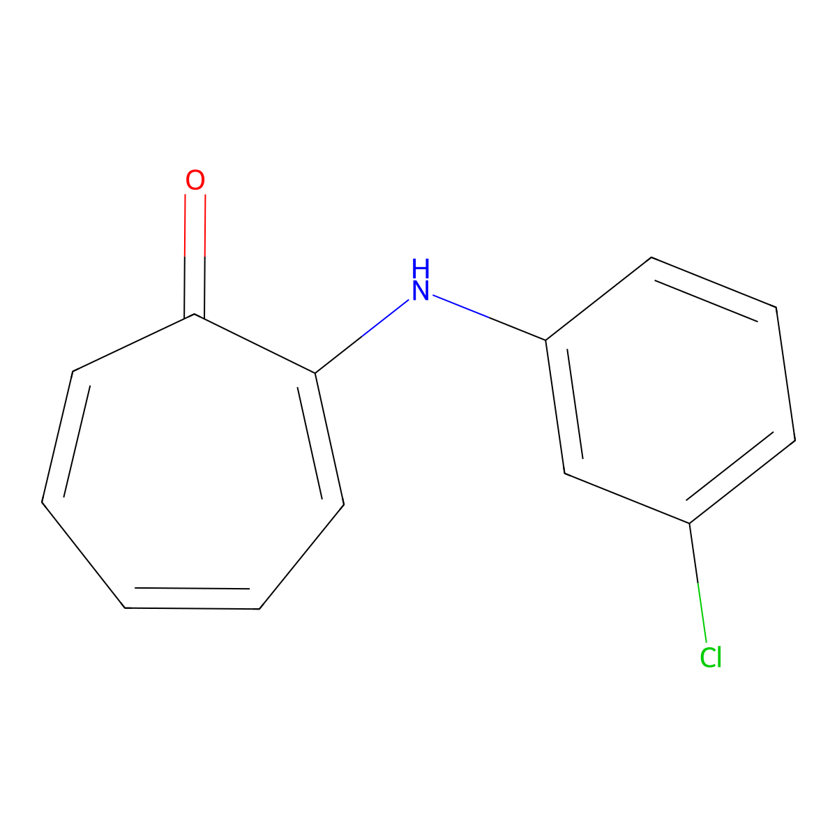 2-[(3-Chlorophenyl)amino]-2,4,6-cycloheptatrien-1-one molecular structure, CAS 50702-29-9
